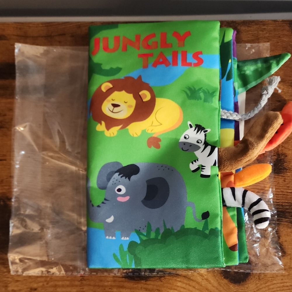 1oc Animal Tail Cloth Book, Suitable For Infants, Soft Baby Cloth Trail Toy With